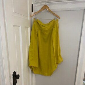 LUNGL L’ARNO 100% Linen Skirt Yellow Balloon Italy Lagenlook